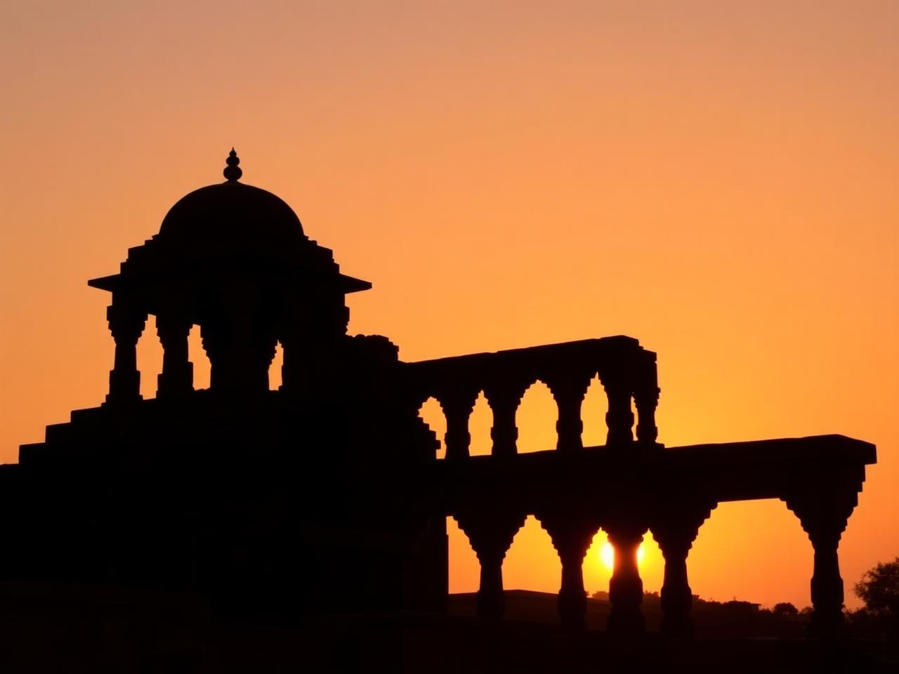 Bada Bagh Cenotaphs at Sunset
